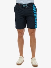 Superdry Navy/Turquoise Classic 19 Logo Board Shorts - Image 3 of 8