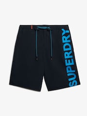 Superdry Navy/Turquoise Classic 19 Logo Board Shorts - Image 6 of 8
