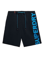 Superdry Navy/Turquoise Classic 19 Logo Board Shorts - Image 7 of 8