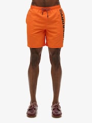 Superdry Orange/Black Sport Graphic 17 Swim Shorts - Image 1 of 7