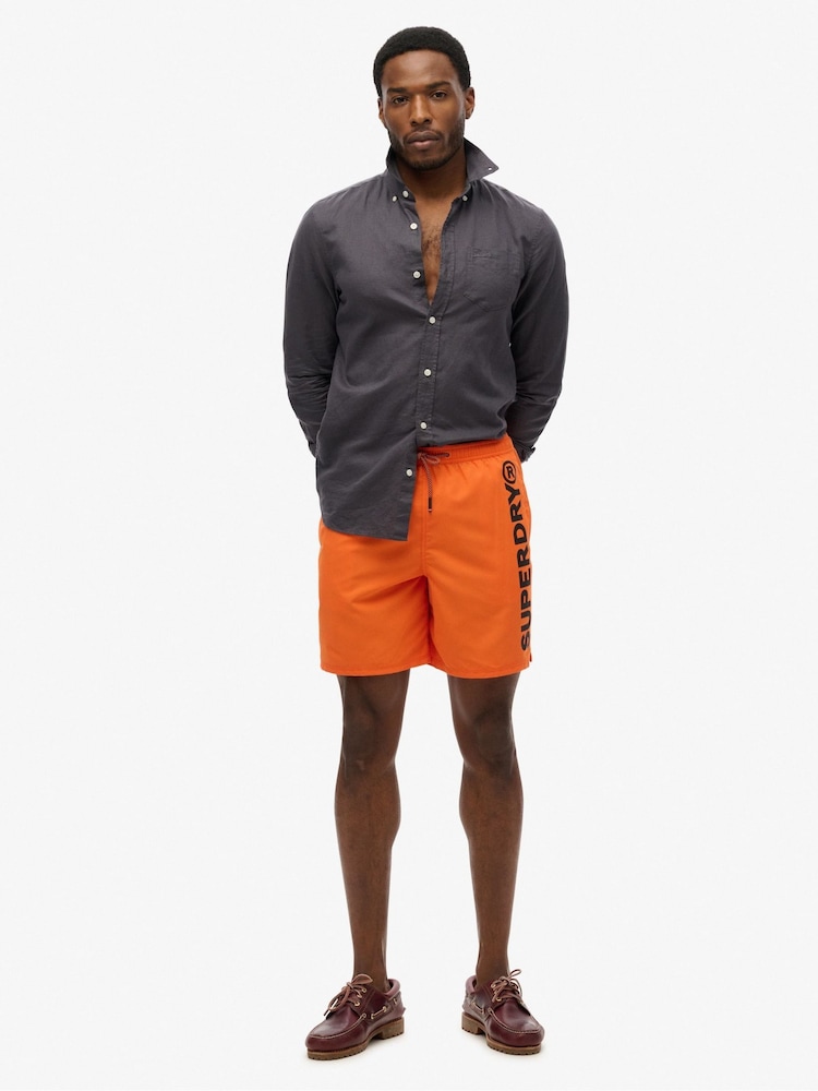 Superdry Orange/Black Sport Graphic 17 Swim Shorts - Image 2 of 7