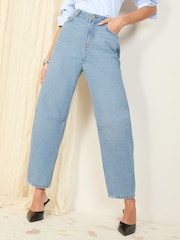 Синий с эффектом выбеливания - Friends Like These Denim Barrel Jeans - Image 2 of 5