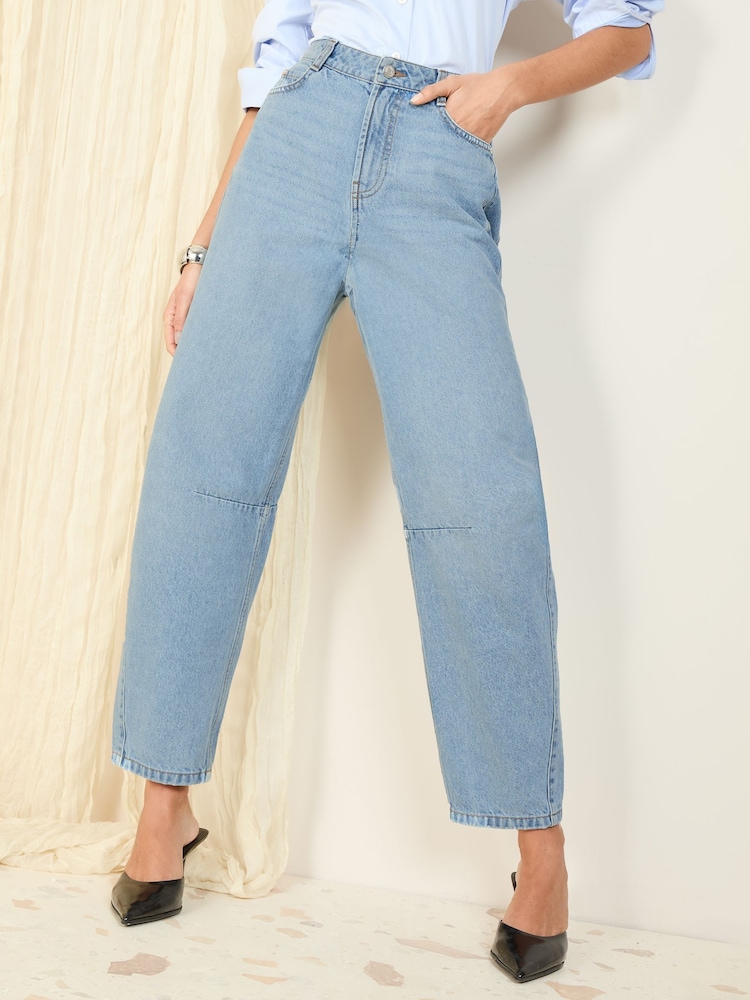 Синий с эффектом выбеливания - Friends Like These Denim Barrel Jeans - Image 2 of 5