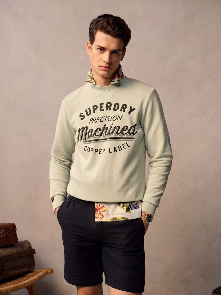 Superdry Navy Merchant Linen Blend Shorts - Image 2 of 8