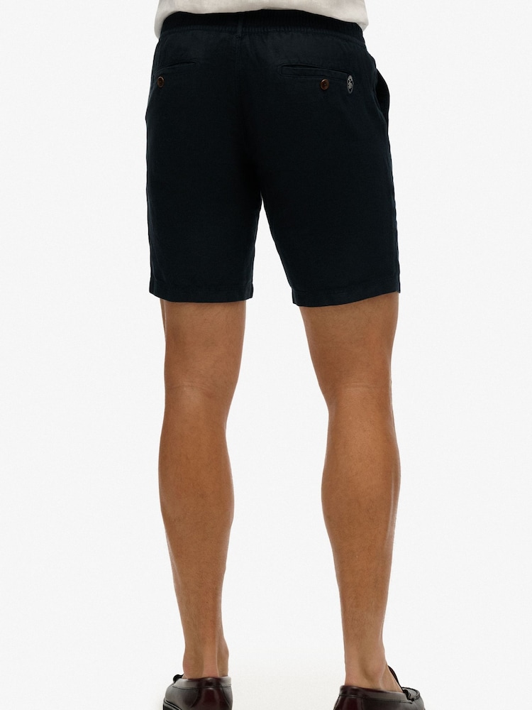 Superdry Navy Merchant Linen Blend Shorts - Image 6 of 7