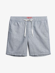 Superdry Blue Merchant Linen Blend Shorts - Image 1 of 5