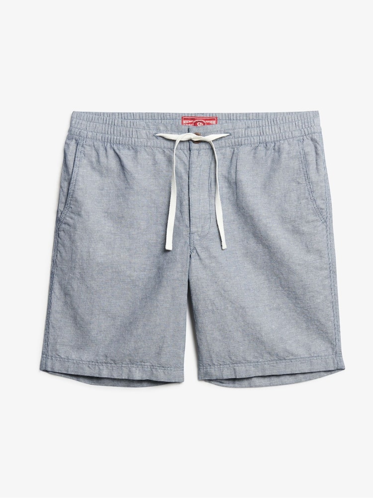 Superdry Blue Merchant Linen Blend Shorts - Image 1 of 5