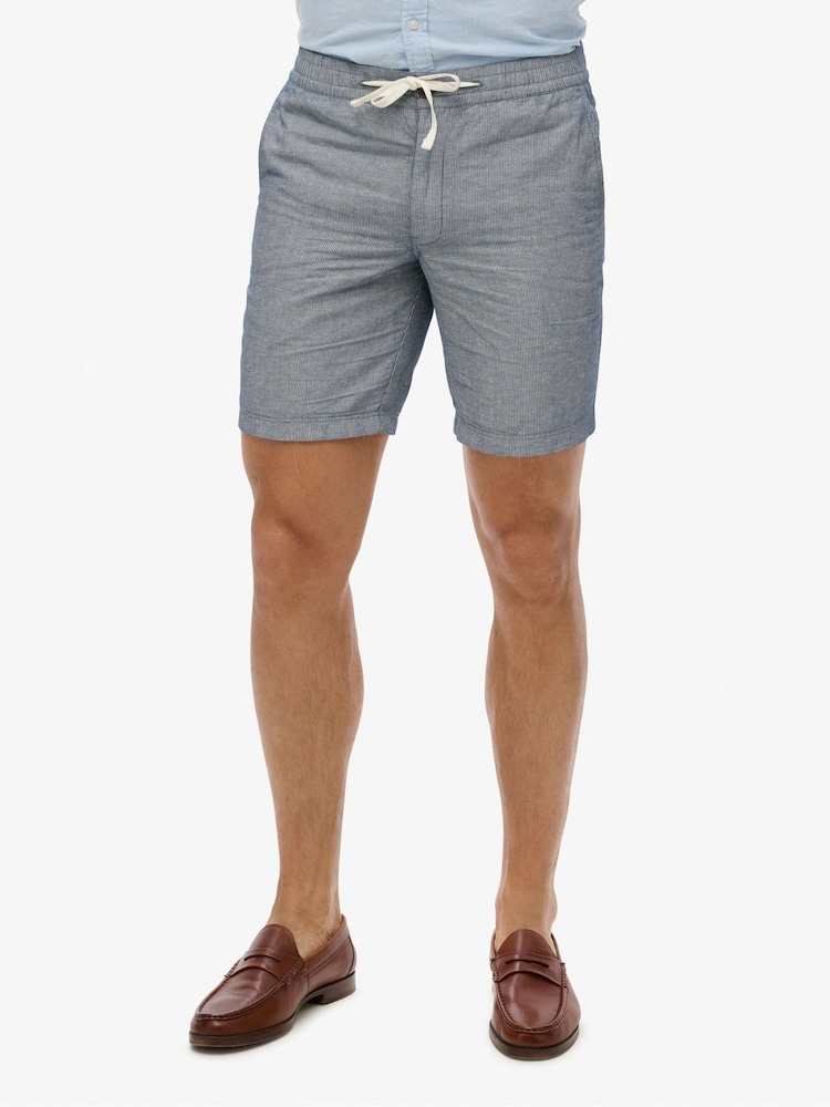 Superdry Blue Merchant Linen Blend Shorts - Image 2 of 5