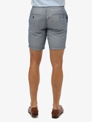 Superdry Blue Merchant Linen Blend Shorts - Image 3 of 5