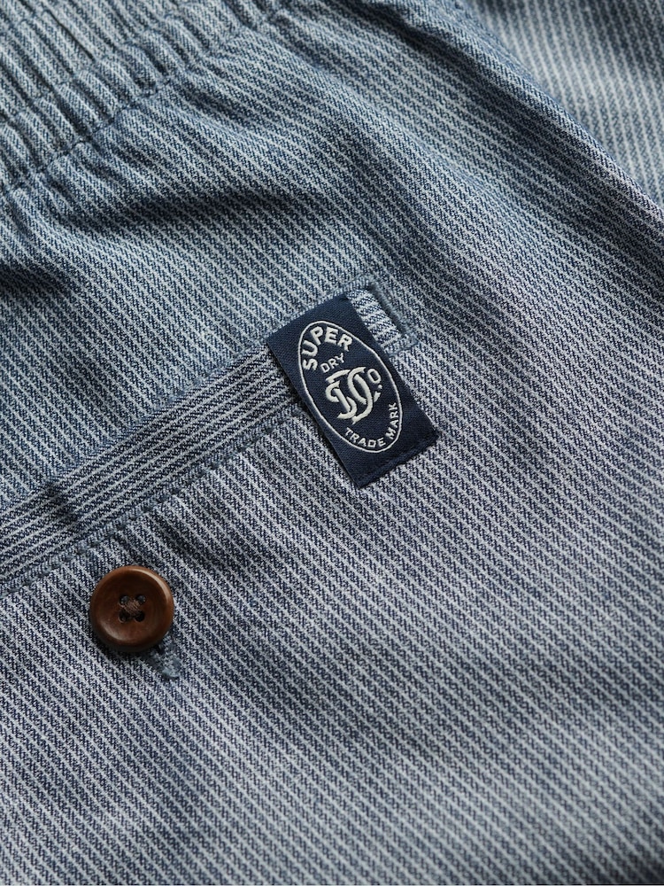 Superdry Blue Merchant Linen Blend Shorts - Image 5 of 5