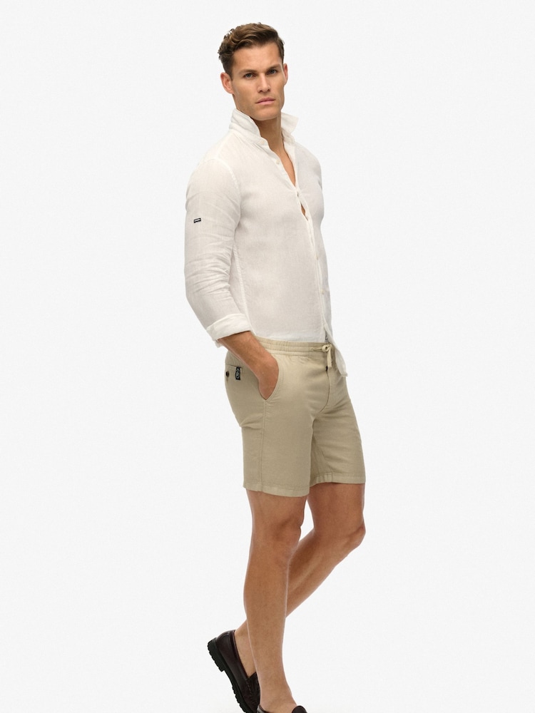 Superdry Natural Merchant Linen Blend Shorts - Image 2 of 6