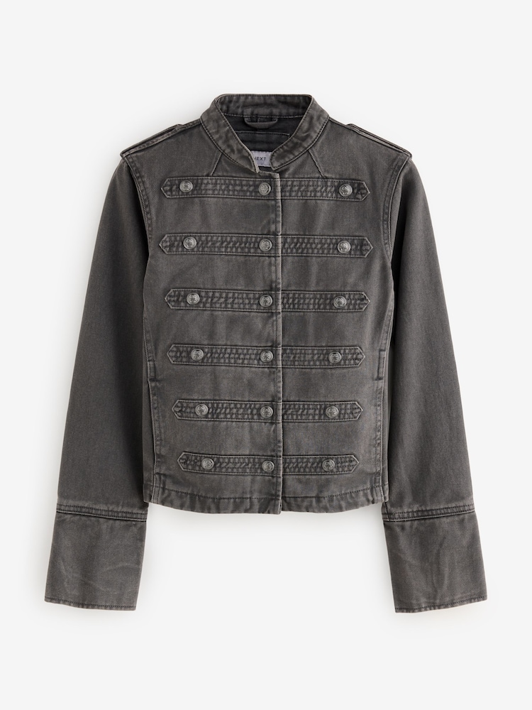 Washed Black 100% Cotton Military Jacket - Image 5 of 10