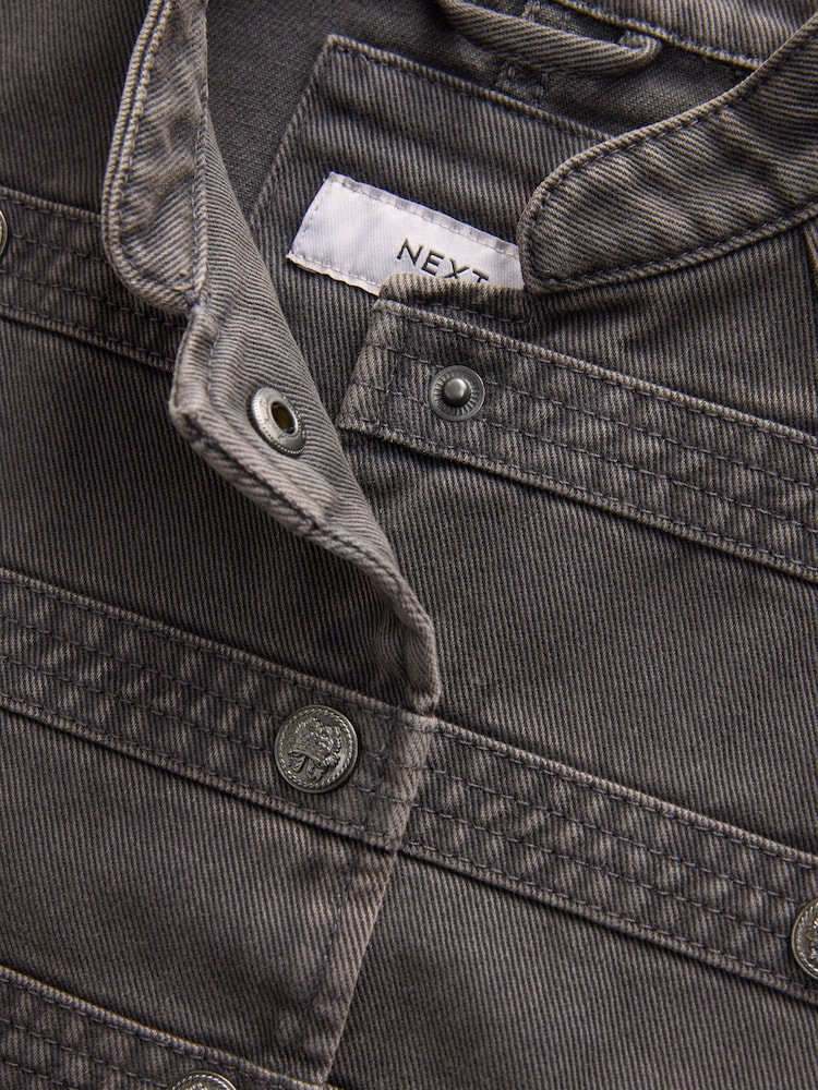 Washed Black 100% Cotton Military Jacket - Image 6 of 10