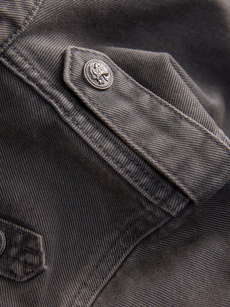 Washed Black 100% Cotton Military Jacket - Image 9 of 10