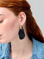 Aela Powdercoat Drop Black and Gold Tone Earrings - Image 1 of 1