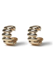 Aela Gold Tone Chunky Ridged Hoop Earrings - Image 1 of 2