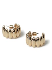 Aela Gold Tone Chunky Ridged Hoop Earrings - Image 2 of 2