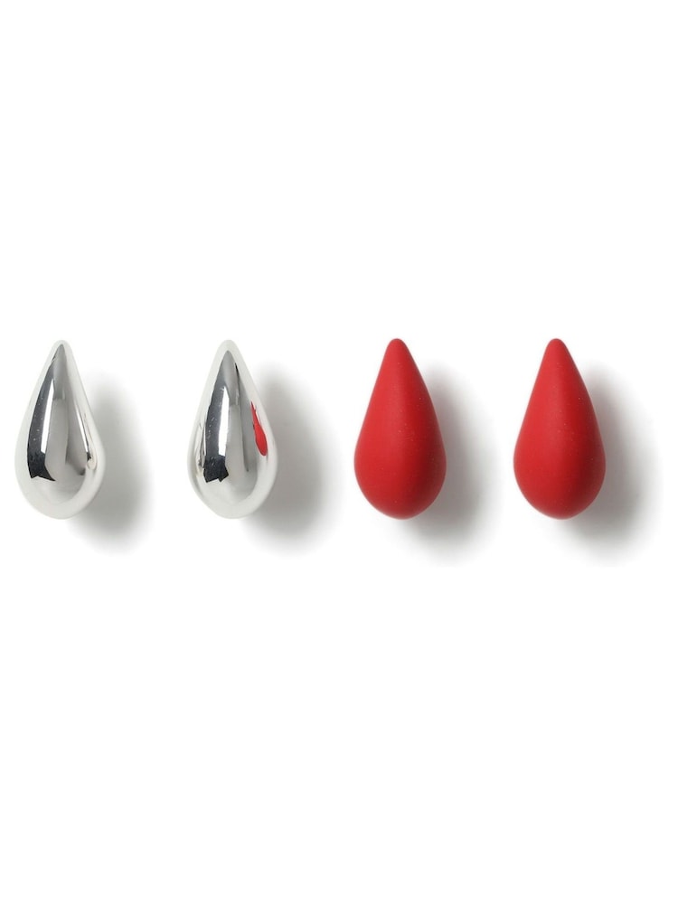 Aela Red and Silver Tone Teardrop Earrings 3 Pack - Image 1 of 3
