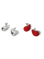 Aela Red and Silver Tone Teardrop Earrings 3 Pack - Image 3 of 3