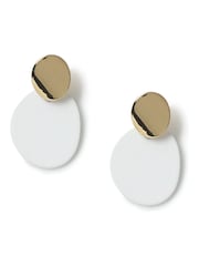 Aela Mini Powdercoat Drop Gold Tone and White Earrings - Image 1 of 2