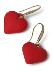 Aela Red Powdercoat Heart Earrings - Image 2 of 3