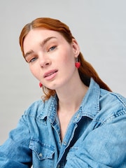 Aela Red Powdercoat Heart Earrings - Image 3 of 3