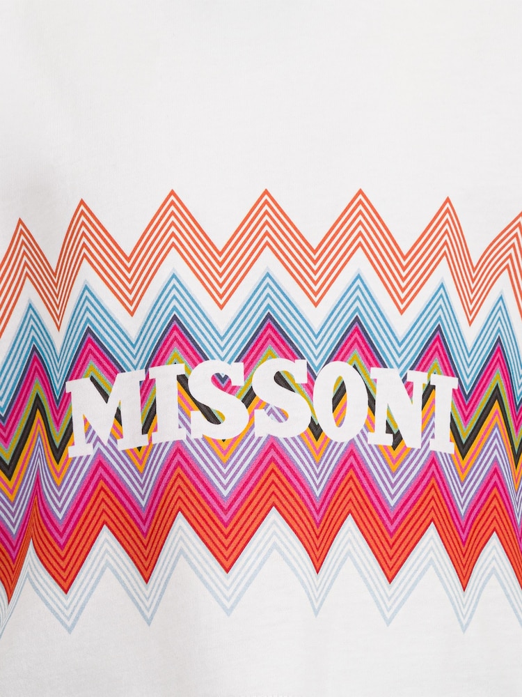 Missoni Zig Zag Logo Graphic Short Sleeve Cropped White T-Shirt - Image 3 of 3 Missoni Zig Zag Logo Graphic Short Sleeve Cropped White T-Shirt - Image 3 of 3