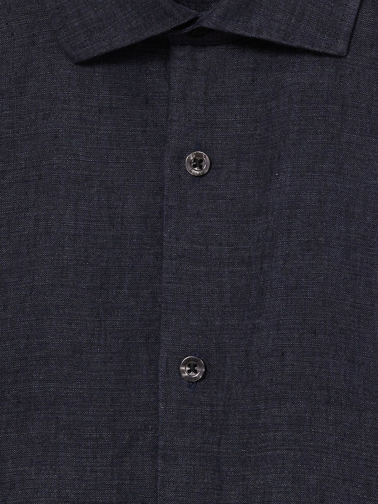 Reiss Navy Holiday Linen Short-Sleeve Shirt - Image 6 of 6
