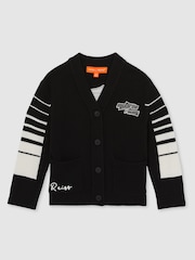 Reiss Black Boom 3-9 yrs Unisex Fit McLaren F1 Team Varsity Wool-Cashmere Cardigan - Image 2 of 8