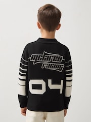 Reiss Black Boom 3-9 yrs Unisex Fit McLaren F1 Team Varsity Wool-Cashmere Cardigan - Image 5 of 8