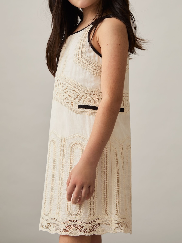 Reiss Crochia Contrast Trim Lace Dress - Imagen 1 de 5