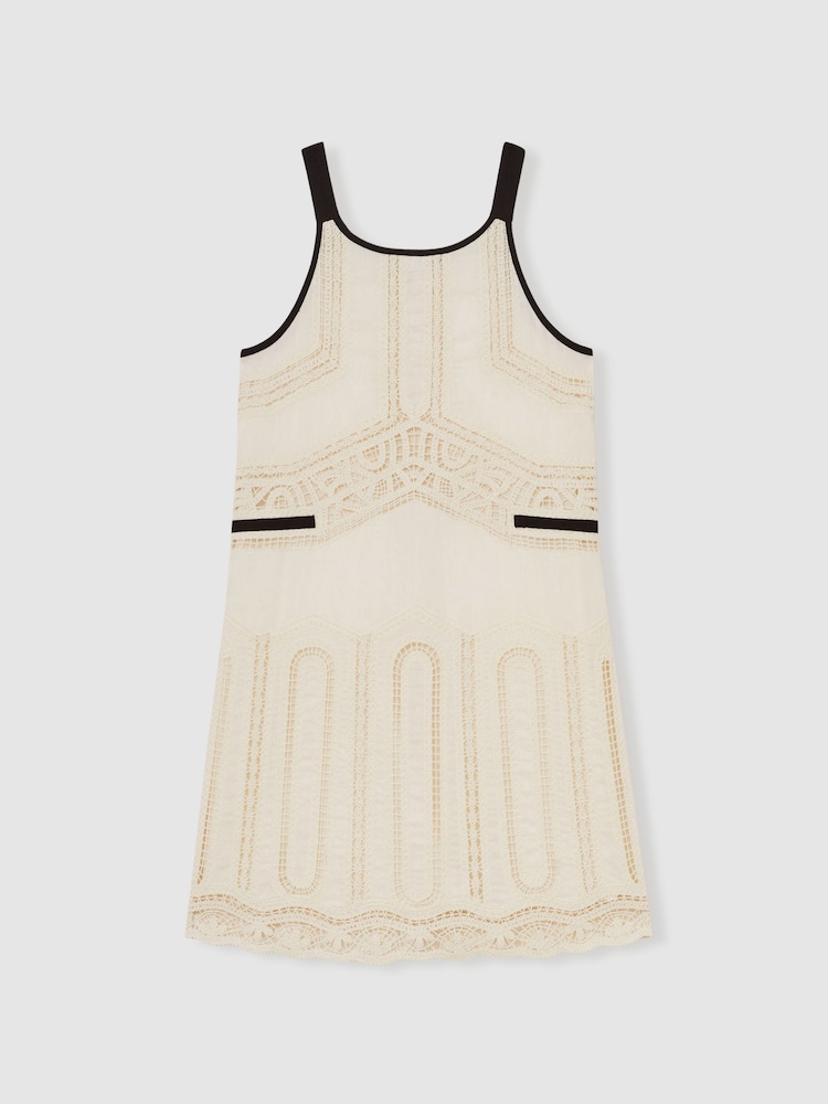 Reiss Crochia Contrast Trim Lace Dress - Imagen 2 de 5