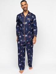 Cyberjammies Blue Man Alpes Ski Print Pyjama Set - Image 1 of 6