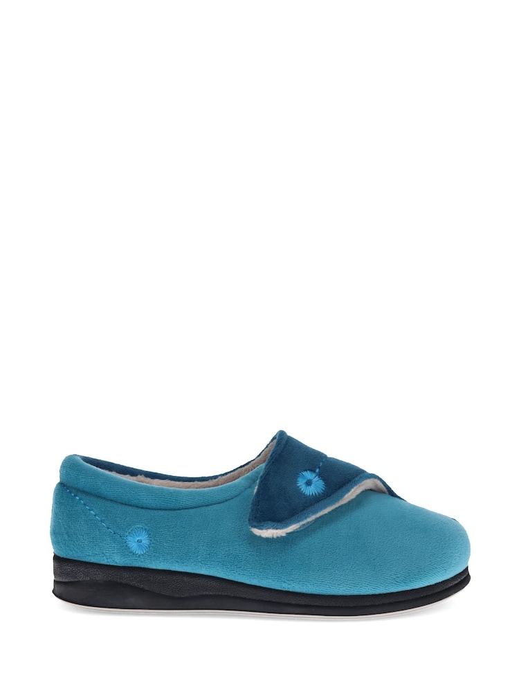 Pavers Blue Teal Wide Fit Wide Fit Antibacterial Slippers - Image 1 of 6