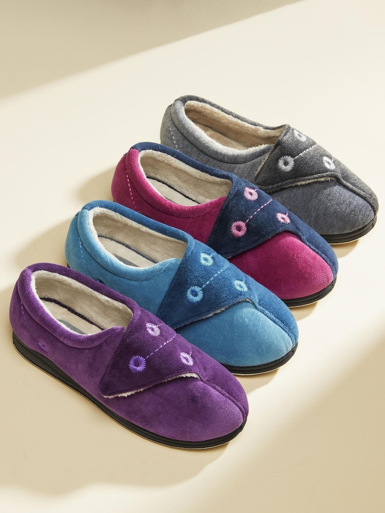 Pavers Blue Teal Wide Fit Wide Fit Antibacterial Slippers - Image 2 of 6