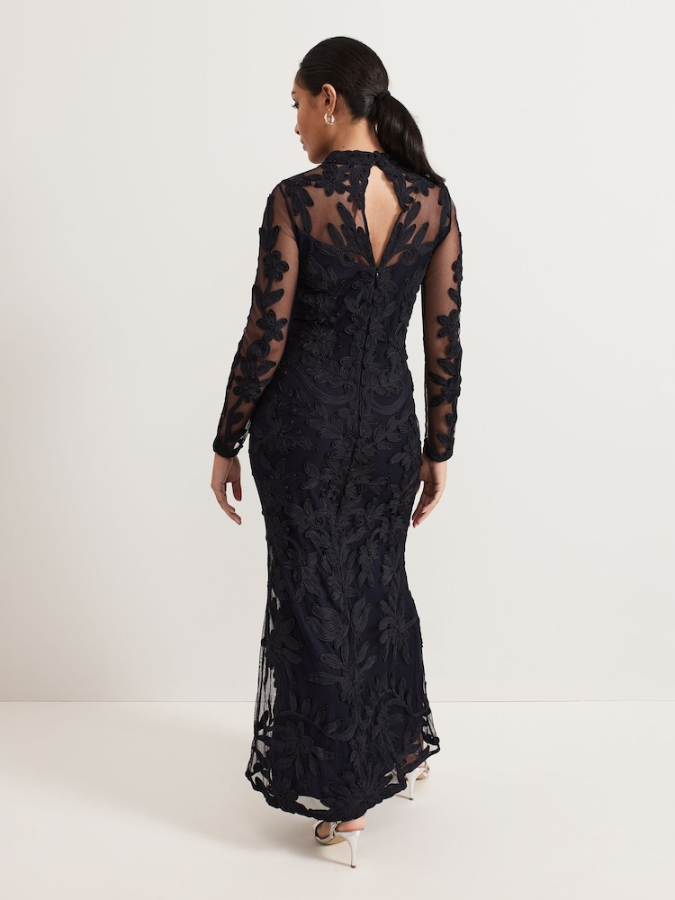 Phase Eight Blue Petite Geneve Tapework Maxi Dress - Image 2 of 7