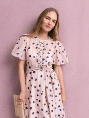 Phase Eight Pink Nicola Spot Ruffle Midi Dress - Image 2 of 7