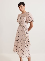 Phase Eight Pink Nicola Spot Ruffle Midi Dress - Image 4 of 7