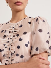 Phase Eight Pink Nicola Spot Ruffle Midi Dress - Image 5 of 7