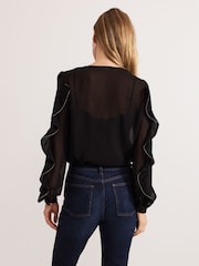 Phase Eight Black Cordelia Ruffle Blouse - Image 2 of 8