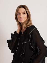 Phase Eight Black Cordelia Ruffle Blouse - Image 4 of 8