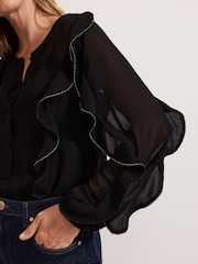 Phase Eight Black Cordelia Ruffle Blouse - Image 5 of 8