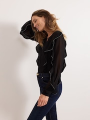Phase Eight Black Cordelia Ruffle Blouse - Image 6 of 8