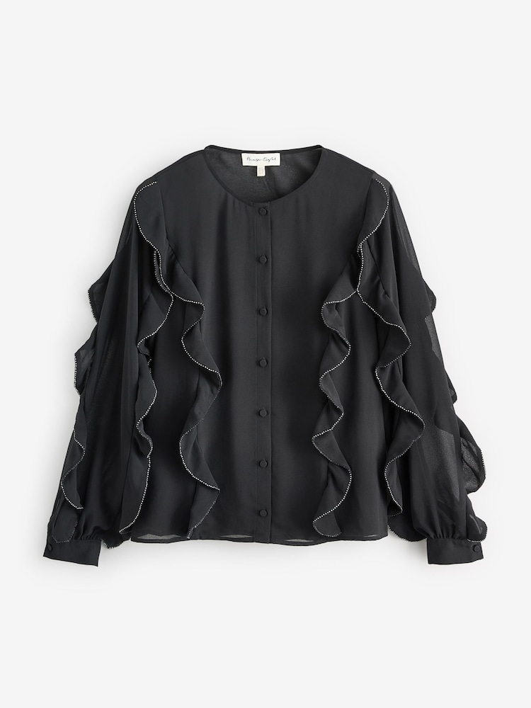Phase Eight Black Cordelia Ruffle Blouse - Image 8 of 8