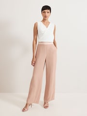 Phase Eight Pink Jorja Peach Textured Suit Trousers - Image 1 of 7