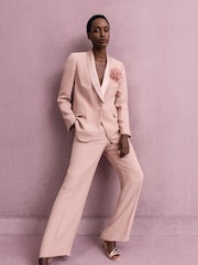 Phase Eight Pink Jorja Peach Textured Suit Trousers - Image 2 of 7