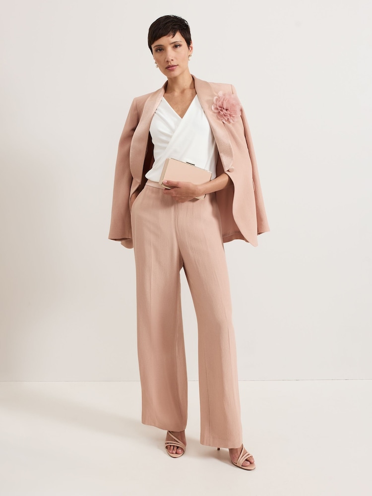 Phase Eight Pink Jorja Peach Textured Suit Trousers - Image 5 of 7