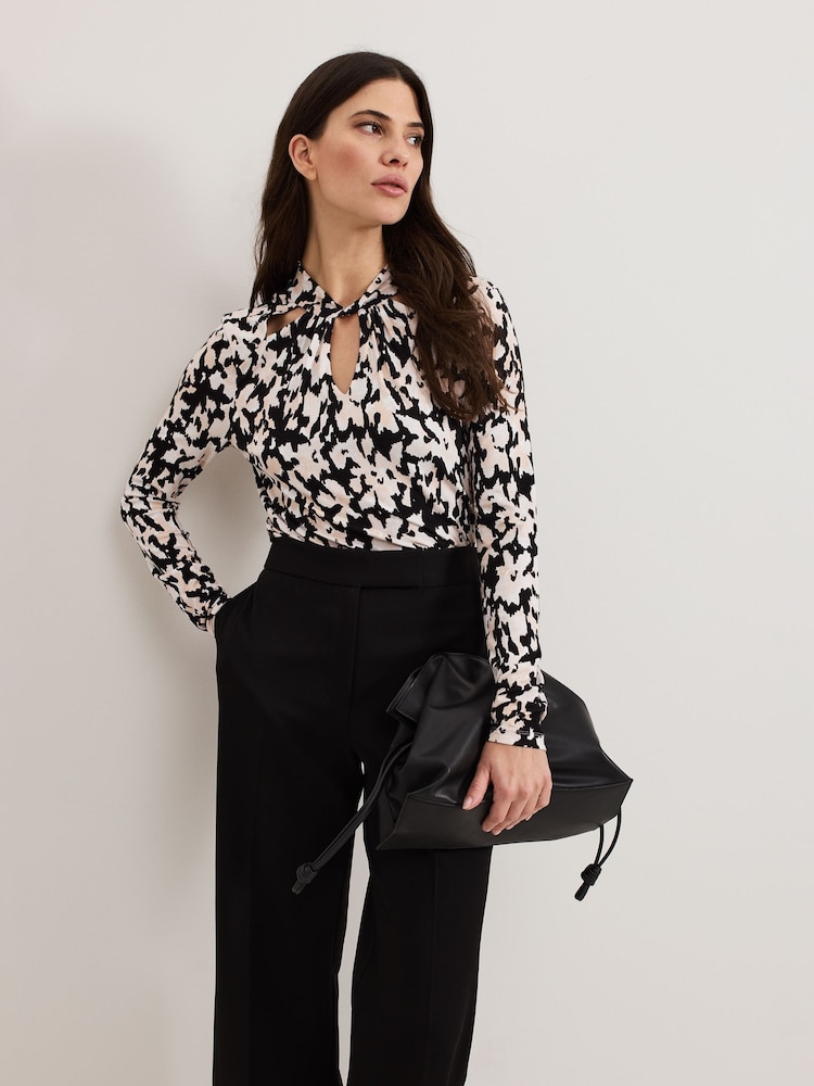 Phase Eight Black/white Mollie Abstract Printed Top - Image 1 of 7 Phase Eight Black/white Mollie Abstract Printed Top - Image 1 of 7