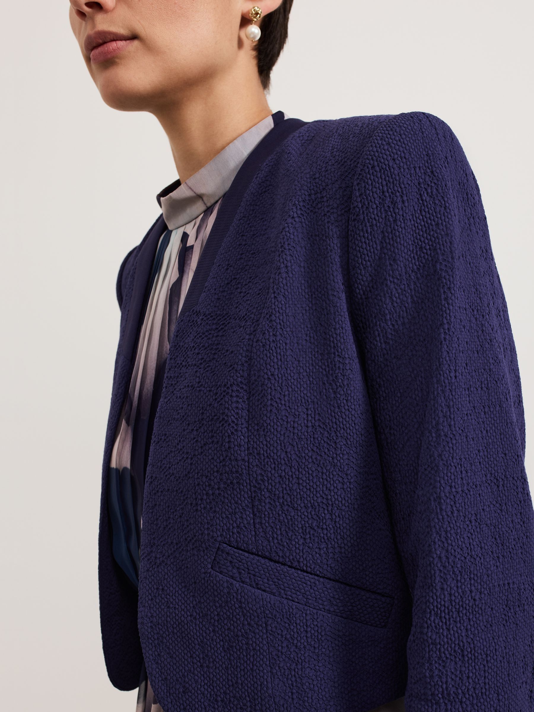 Buy Phase Eight Blue Olivia Textured Short Jacket from Next