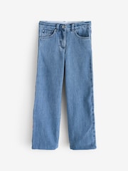 Stella McCartney Kids Blue Wide Leg Jeans With Logo Multicolur Stitch Detail - Image 1 of 7